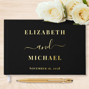Elegant Script Black Wedding Foil Guest Book