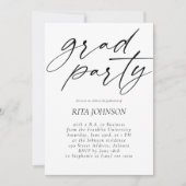 Elegant Script Black White Grad Party Graduation Invitation | Zazzle