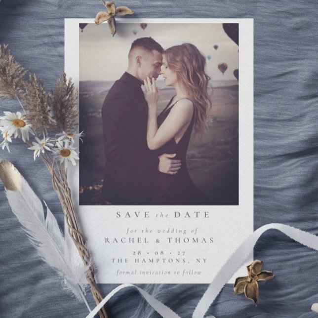 Elegant Script Black White Photo Wedding Save The Date (Creator Uploaded)