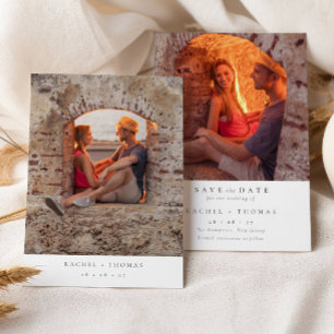 Elegant Script Black White Photo Wedding Save The Date