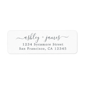 Elegant Script Black White Return Address Label