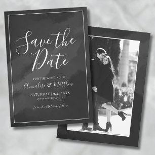 Elegant Script Black White Save the Date Wedding Invitation