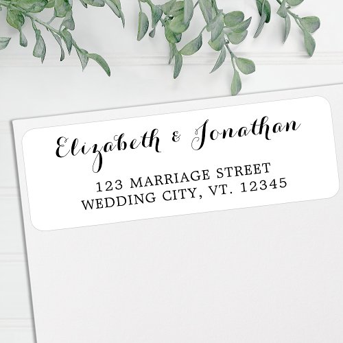 Elegant Script Black White Wedding Address Label