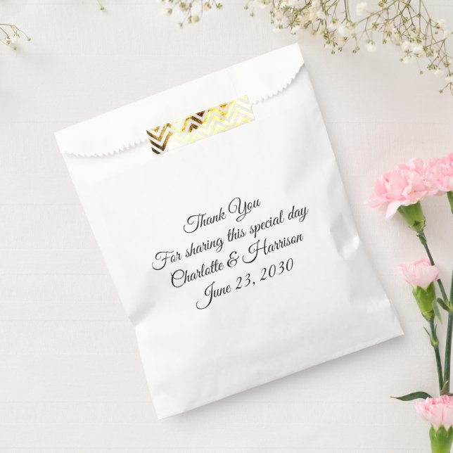 Elegant script black white Wedding gift Favor Bag (Sealed)