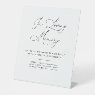 elegant script black & white wedding memorial sign