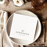 Elegant Script Black White Wedding  Napkins