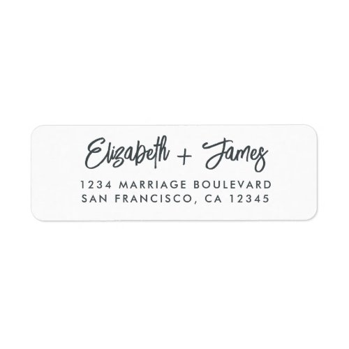 Elegant Script Black White Wedding Return Address Label