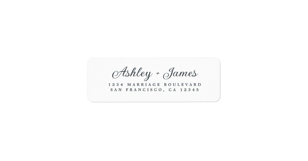 Elegant Script Black White Wedding Return Address Label Zazzle