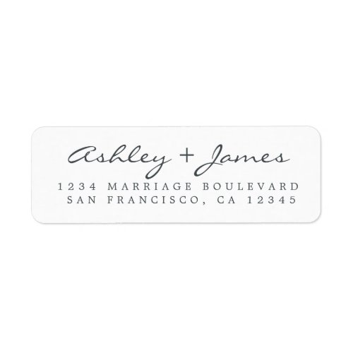 Elegant Script Black White Wedding Return Address Label