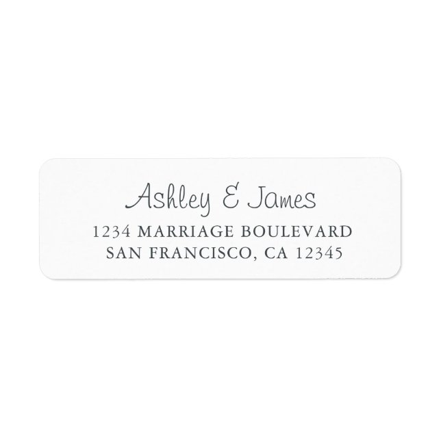 Elegant Script Black White Wedding Return Address Label (Front)