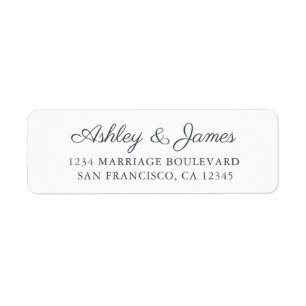 Elegant Script Black White Wedding Return Address Label