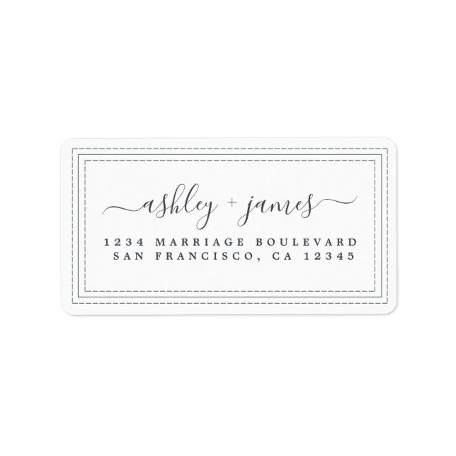 Elegant Script Black White Wedding Return Address Label (Front)