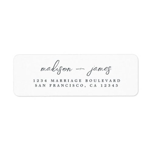 Elegant Script Black White Wedding Return Address Label