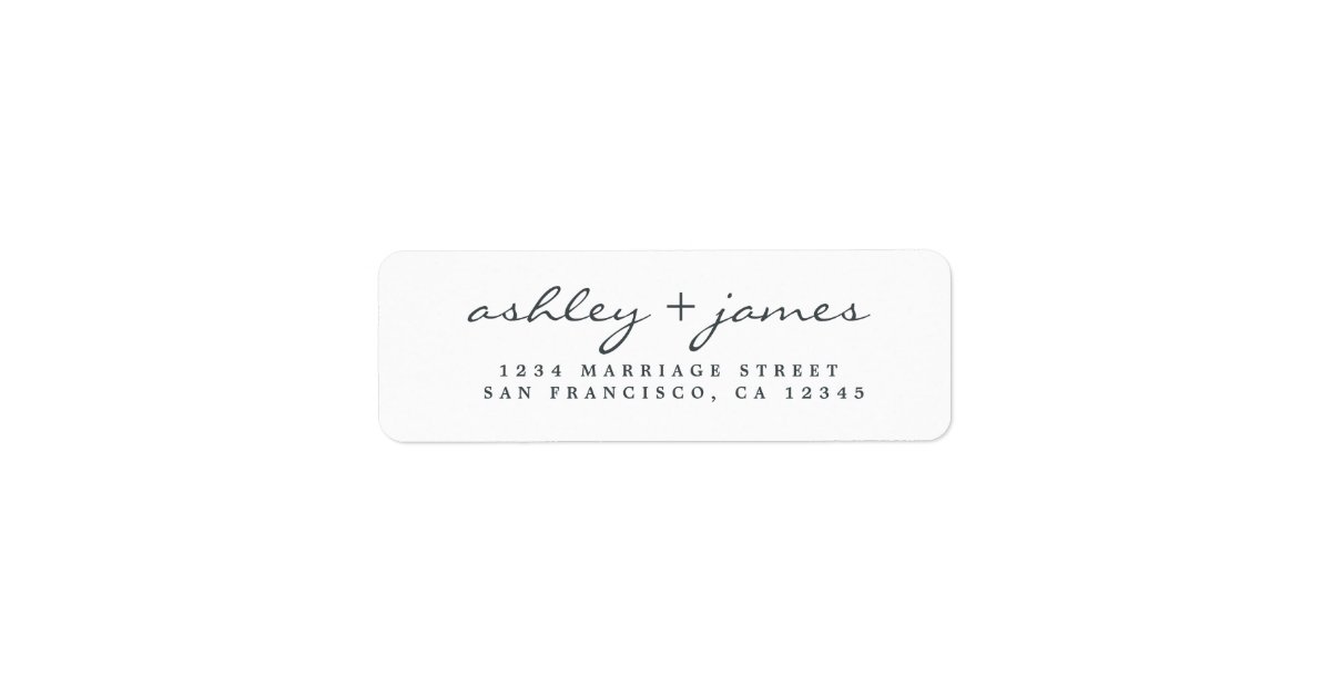 Elegant Script Black White Wedding Return Address Label ...