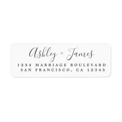 Elegant Script Black White Wedding Return Address Label