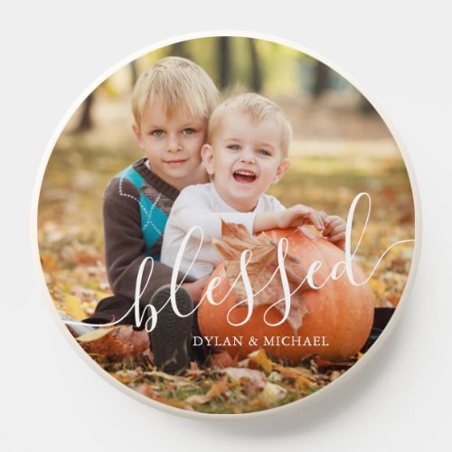 Elegant Script Blessed Custom Photo PopSocket