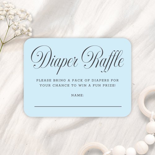 Elegant Script Blue Boyl Baby Shower Diaper Raffle