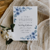 lovely dusty blue floral wedding invitation