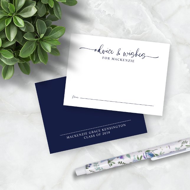 Elegant Script Blue Graduation Advice and Wishes Enclosure Card (Elegant Script Blue Graduation Advice and Wishes Card)