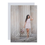 Elegant Script Blue Gray Photo Graduation Party Invitation Elegant Script Blue Gray Photo Graduation Party Invitation