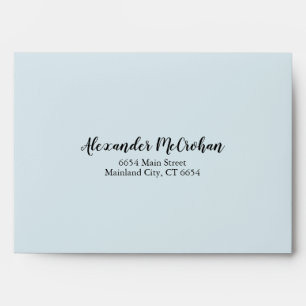 Elegant Script Blue Return Address Mailing Envelope