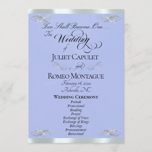 Elegant Script - Blue/Silver Wedding Program