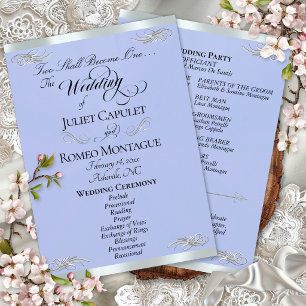 Elegant Script - Blue/Silver Wedding Program