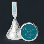 Elegant Script Blue Teal Wedding Hershey®'s Kisses®<br><div class="desc">A simple but fancy design with elegant calligraphy.</div>