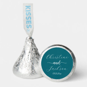 Elegant Script Blue Teal Wedding Hershey®'s Kisses®