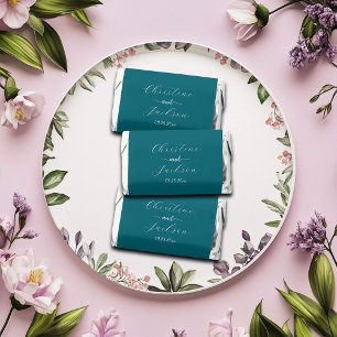 Elegant Script Blue Teal Wedding Hershey's Miniatures
