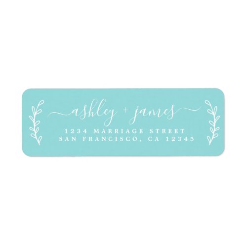 Elegant Script Blue Wedding Return Address Label