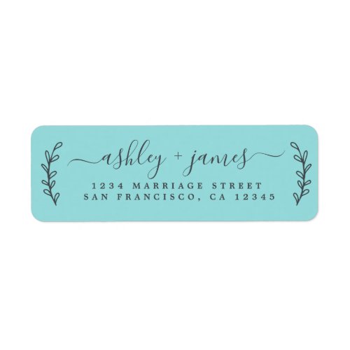 Elegant Script Blue Wedding Return Address Label