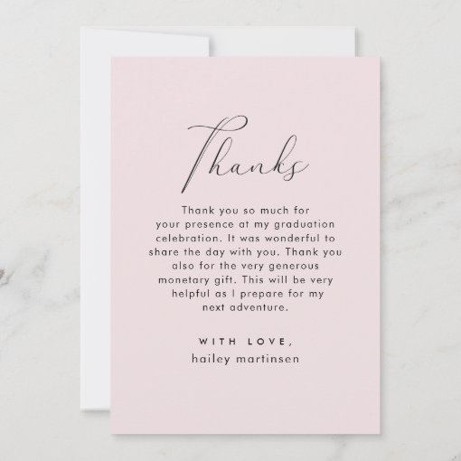 Elegant Script Blush Graduation Thank You Photo | Zazzle