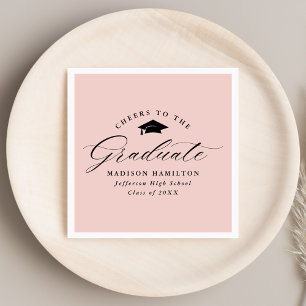 Elegant Script Blush Pink Cheers to the Graduate Napkins