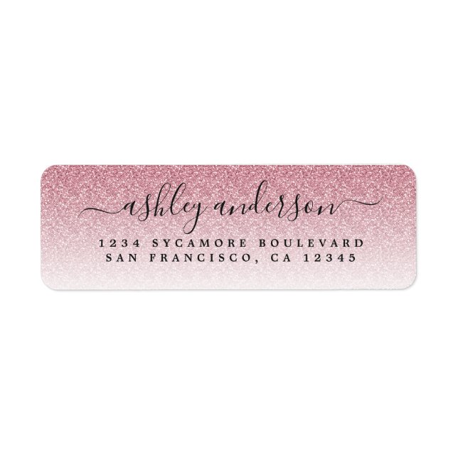 Elegant Script Blush Pink Glitter Return Address Label (Front)
