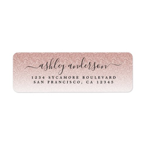 Elegant Script Blush Pink Glitter Return Address Label