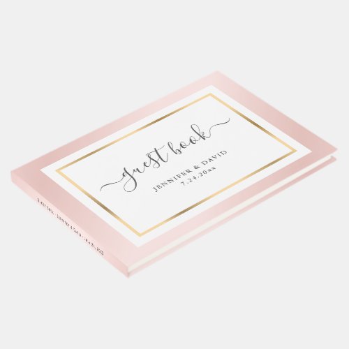 Elegant Script Blush Pink Gold Wedding Guest Book