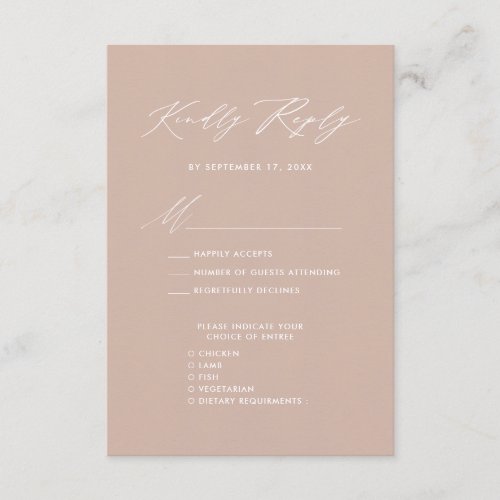 Elegant Script Blush Pink Minimalist Wedding RSVP Enclosure Card