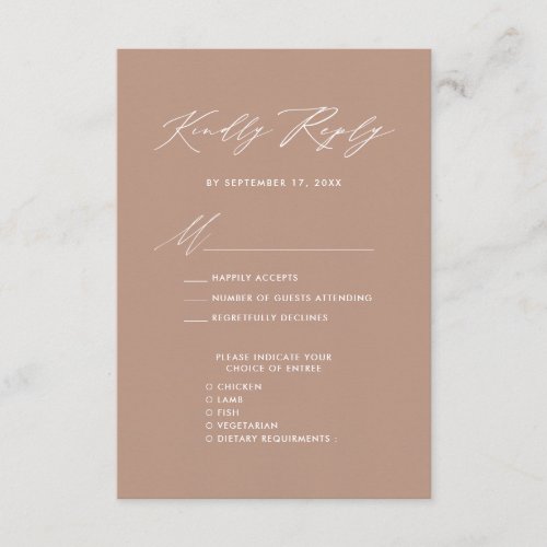 Elegant Script Blush Pink Minimalist Wedding RSVP Enclosure Card