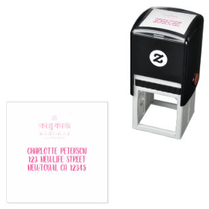 Elegant script blush pink self-inking stamp