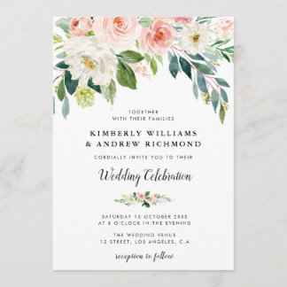 Elegant script blush pink wedding invitation