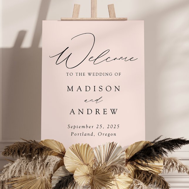 Elegant Script Blush Wedding Welcome Sign (Creator Uploaded)