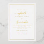Elegant Script Border 80th Birthday Party Luxury Foil Invitation<br><div class="desc">Elegant Script Border 80th Birthday Party. A minimalist modern text design for your eightieth with the luxury of real foil,  with a single line border. Change the words as required.</div>
