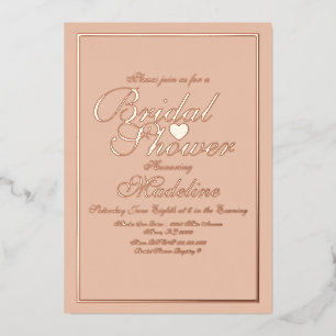 Elegant Script Border Heart Bridal Shower Foil Invitation