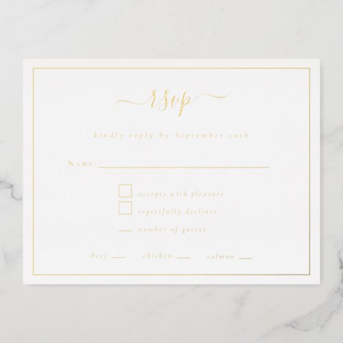 Elegant Script Border Party RSVP card Luxury Foil