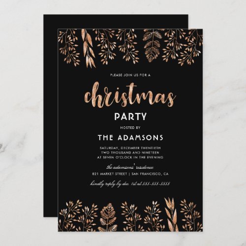 Elegant Script & Botanical Christmas Party Invitation - Create your own Elegant Script & Botanical Christmas Party invitations with these easy-to-use templates designed by Eugene Designs.
