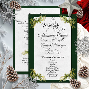 Elegant Script & Botanical - Emerald Wedding Program