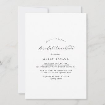 Elegant Script Bridal Luncheon Invitation | Zazzle