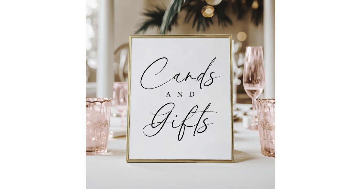Script Presents Elegant Script Bridal Shower Cards and Gifts Poster | Zazzle