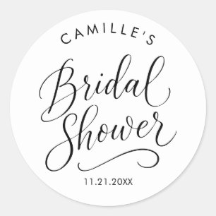 Elegant Script Bridal Shower Classic Round Sticker